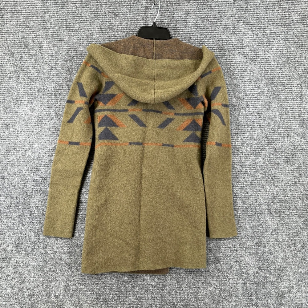 Toad&Co Merino Wool Hooded Cardigan Women S Aztec Print Open Front Sweater Coat - Picture 6 of 10